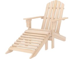 Adirondack stoel - Ligstoel met voetenbank - Buiten ontspannen - Massief dennenhout - 855 cm - Licht hout