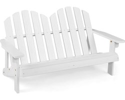 Adirondack-stoel voor kinderen, 2-zits Adirondack stoel van hout met hoge rugleuning, weerbestendige tuinstoel voor balkon, tuin en binnenplaats, wit