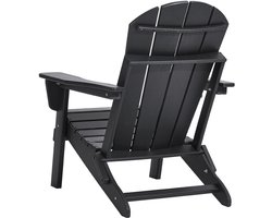 Adirondack stoelset 2, weerbestendige opvouwbare buitenstoelen met bekerhouder, ergonomische ontspannende armsteunen, draagbare vuurplaats, zwart plastic voor tuin en achtertuin