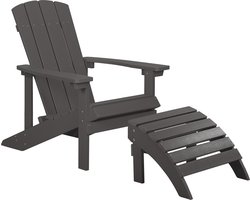 ADIRONDACK - Tuinstoel met voetenbank - Donkergrijs - Kunsthout
