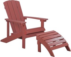 ADIRONDACK - Tuinstoel met voetenbank - Rood - Kunsthout