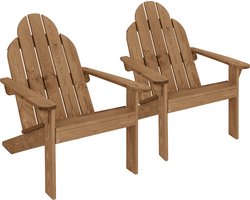 Adirondack tuinstoel set van 2 gemaakt van massief hout weerbestendig belastbaar tot 120 kg bruin gemaakt van sparrenhout ML design