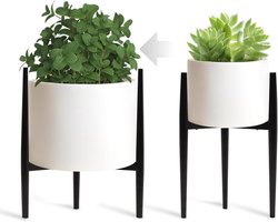 Adjustable Metal Flower Stand for Indoor and Outdoor Use - Suitable for Various Plant Pot Sizes - 33 cm High - Black Conical - 1 Piece