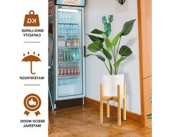 Adjustable Plant Stand - Retro Mid Century Modern Expandable Holder Rack - Wooden Sturdy Flower Pot Base for Indoor/Outdoor Flora - Fits up to 34cm Plant Pot (Plant and Pot Not Included)