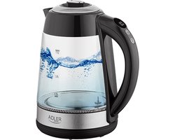 Adler AD 1285 waterkoker 1,7 l 2200 W Zwart, Staal, Transparant