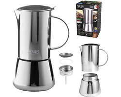 Adler AD 4417 - Koffiezetapparaat, espressomachine, inhoud 620 ml - kleur zilver