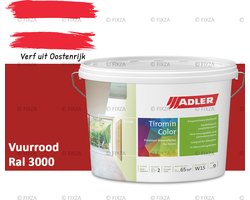 ADLER Aviva Tiromin-Color Silicaat Muurverf Binnen – 1 Liter – RAL 3000 Vuurrood, Hoogdekkende & Ademend – Ecologische Schimmelwerende Wandverf