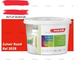 ADLER Aviva Tiromin-Color Silicaat Muurverf Binnen – 1 Liter – RAL 3028 Zuiver Rood, Hoogdekkende & Ademend – Ecologische Schimmelwerende Wandverf