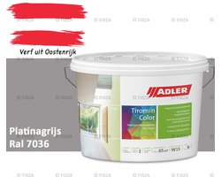 ADLER Aviva Tiromin-Color Silicaat Muurverf Binnen – 1 Liter – RAL 7036 Platinagrijs, Hoogdekkende & Ademend – Ecologische Schimmelwerende Wandverf