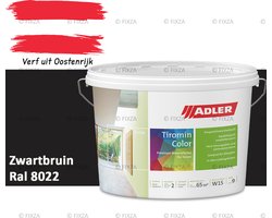 ADLER Aviva Tiromin-Color Silicaat Muurverf Binnen – 3 Liter – RAL 8022 Zwartbruin, Hoogdekkende & Ademend – Ecologische Schimmelwerende Wandverf