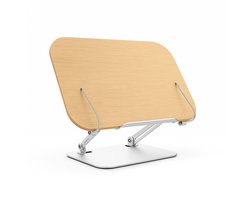 Adore Maison Houten Boekenstandaard – Verstelbare Boekhouder met Metalen Bladklemmen – 34,3 x 24 cm – Licht Eiken