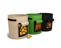 Adore Maison | Set van 2 Kweekzakken – 30cm-35cm | Compact Formaat – Ademend & Herbruikbaar – Met Handvatten & Oogstvenster (Groen)