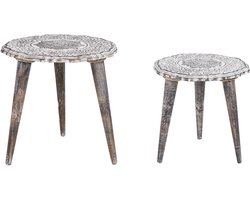 ADRO - Bijzettafel set van 2 - Gebroken wit - Mangohout