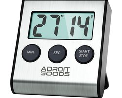 AdroitGoods Digitale Timer - Kookwekker - Magnetisch - LED Scherm - Stopwatch - Keukentimer - RVS