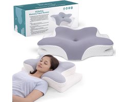 ADSafety Hoofdkussen - Incl. Extra Hoes - Vlinderkussen - Hoofdkussen Nekklachten - Ergonomisch Kussen - Nekkussen Memory Foam - Traagschuim Slaapkussen