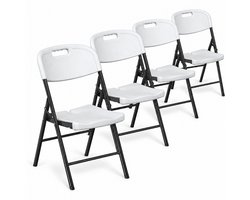 ADSafety Klapstoelen Set van 4 - Vouwstoelen Zware Kwaliteit - Weersbestendig - Tot 200 kg - Opvouwbare Stoelen - 46 x 51 x 86 cm - Wit