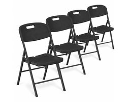ADSafety Klapstoelen Set van 4 - Vouwstoelen Zware Kwaliteit - Weersbestendig - Tot 200 kg - Opvouwbare Stoelen - 46 x 51 x 86 cm - Zwart