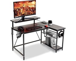 ADSafety L-Vormig Hoekbureau - 107x80x76 cm - Game Bureau met LED verlichting - Zwart Carbon - Gaming Bureau - Bureautafel - Computertafel