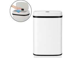 ADSafety Prullenbak met Sensor - 60 Liter - Ovale Afvalbak RVS - Vuilnisbak - Soft Close Deksel - Wit
