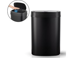 ADSafety Prullenbak met Sensor - 60 Liter - Ovale Afvalbak RVS - Vuilnisbak - Soft Close Deksel - Zwart