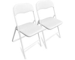 ADSafety Set van 2 Klapstoelen - Vouwstoelen - PVC - Eettafelstoelen - Opklapbare Stoelen - 46 x 50 x 81 CM - Stoelen - Wit