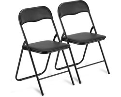 ADSafety Set van 2 Klapstoelen - Vouwstoelen - PVC - Eettafelstoelen - Opklapbare Stoelen - 46 x 50 x 81 CM - Stoelen - Zwart