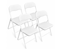 ADSafety Set van 4 Klapstoelen - Vouwstoelen - PVC - Eettafelstoelen - Opklapbare Stoelen - 46 x 50 x 81 CM - Stoelen - Wit