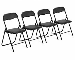 ADSafety Set van 4 Klapstoelen - Vouwstoelen - PVC - Eettafelstoelen - Opklapbare Stoelen - 46 x 50 x 81 CM - Stoelen - Zwart