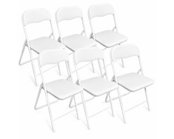 ADSafety Set van 6 Klapstoelen - Vouwstoelen - PVC - Eettafelstoelen - Opklapbare Stoelen - 46 x 50 x 81 CM - Stoelen - Wit