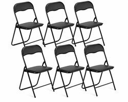 ADSafety Set van 6 Klapstoelen - Vouwstoelen - PVC - Eettafelstoelen - Opklapbare Stoelen - 46 x 50 x 81 CM - Stoelen - Zwart