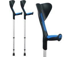 Advance elleboogkrukken met flexibele doppen, blauw - loopkrukken - krukken open manchet. Set - paar van 2
