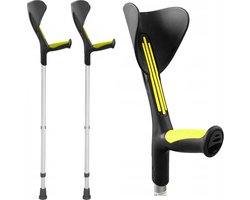 Advance elleboogkrukken met flexibele doppen, geel - loopkrukken - krukken open manchet. Set - paar van 2