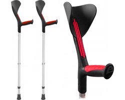 Advance elleboogkrukken met flexibele doppen, rood - loopkrukken - krukken open manchet. Set - paar van 2