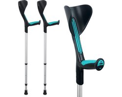 Advance elleboogkrukken met flexibele doppen, turquoise - loopkrukken - krukken open manchet. Set - paar van 2