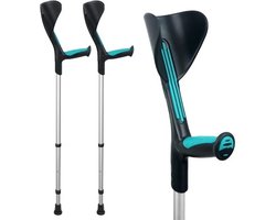 Advance elleboogkrukken met flexibele doppen, turquoise - loopkrukken - krukken open manchet. Set - paar van 2