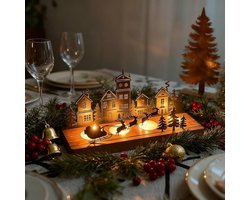 Advent Kandelaar - Theelichthouder voor 4 lichtjes - Bruin - Hout en IJzer