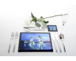 Adventa Foto ACG81-BK Hittebestendige Glas Placemat Onderlegger 20,3 x 25,4 cm cm Zwart