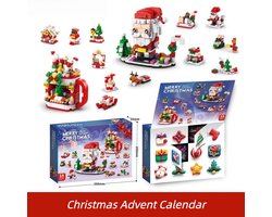 Adventskalender 2025 - 12 Dagen Aftellen Bouwstenen Kinderspeelgoed - 6-in-1 Speelgoedset - Adventskalender - Bouwspeelgoed - Kerstman en Bekervormig Kersthuisje Blok Set - Voor Jongens en Meisjes - Voor Volwassenen en Kinderen
