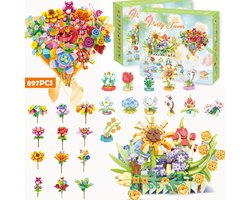 Adventskalender 2025 - 24 Dagen Aftellen Bloemen Bouwstenen Kinderspeelgoed - 12-in-1 Speelgoedset - Adventskalender - Bouwspeelgoed - Bevat 24 Verschillende Bloemen - Voor Jongens en Meisjes - Kerstcadeau voor Volwassenen, Jongens, Meisjes en Tiener