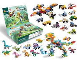 Adventskalender 2025 Kind - 24 Bouwpakketten - Jongens & Meisjes - Bouwset Kinderspeelgoed - Dinosaurus & Voertuigen - Auto's & Dino's - Vanaf 6 Jaar - 7 jaar, 8 jaar, 9 jaar, 10 jaar, 11 jaar - Kerstcadeau - Kerstpakket - Sinterklaas cadeautjes