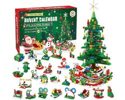 Adventskalender 2026 - 24 dagen aftellen - bouwblokken - kinderspeelgoed - kerstboom bouwset - 24-in-1 speelset met kerstman - kerstboom - sneeuwpop en rendier voor jongens en meisjes