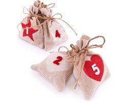 Adventskalender om te vullen, Noorwegen om op te hangen, 24 stoffen zakjes, vilten zakjes, kerstkalender, doe-het-zelf van pajoma