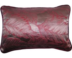 A&E Originals - Kussen satijn Leaves Aubergine - 40 x 60 cm