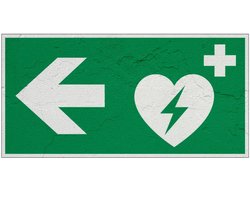 AED pijl links bord – E010 - Sign Again materiaal - 20 x 10 cm