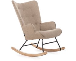 Aemely® Schommelstoel 'Mama' - Beige Stof, Blank Hout