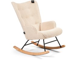 Aemely® Schommelstoel 'Mama' - Beige Teddy, Blank Hout