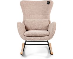 Aemely® Schommelstoel Nord - Beige Taupe Raw Teddy & Blank Hout