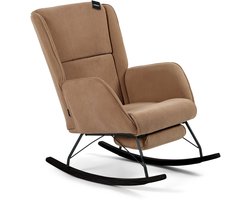 Aemely® Schommelstoel 'Relax' - Bruin Ribstof, Zwart Hout