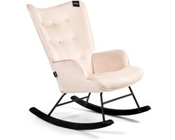 Aemely® Schommelstoel 'Steerne' - Beige Velvet, Zwart Hout