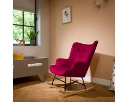 Aemely Schommelstoel Steerne – Bordeaux velvet - Hout en staal - Schommelstoel babykamer - Fauteuil